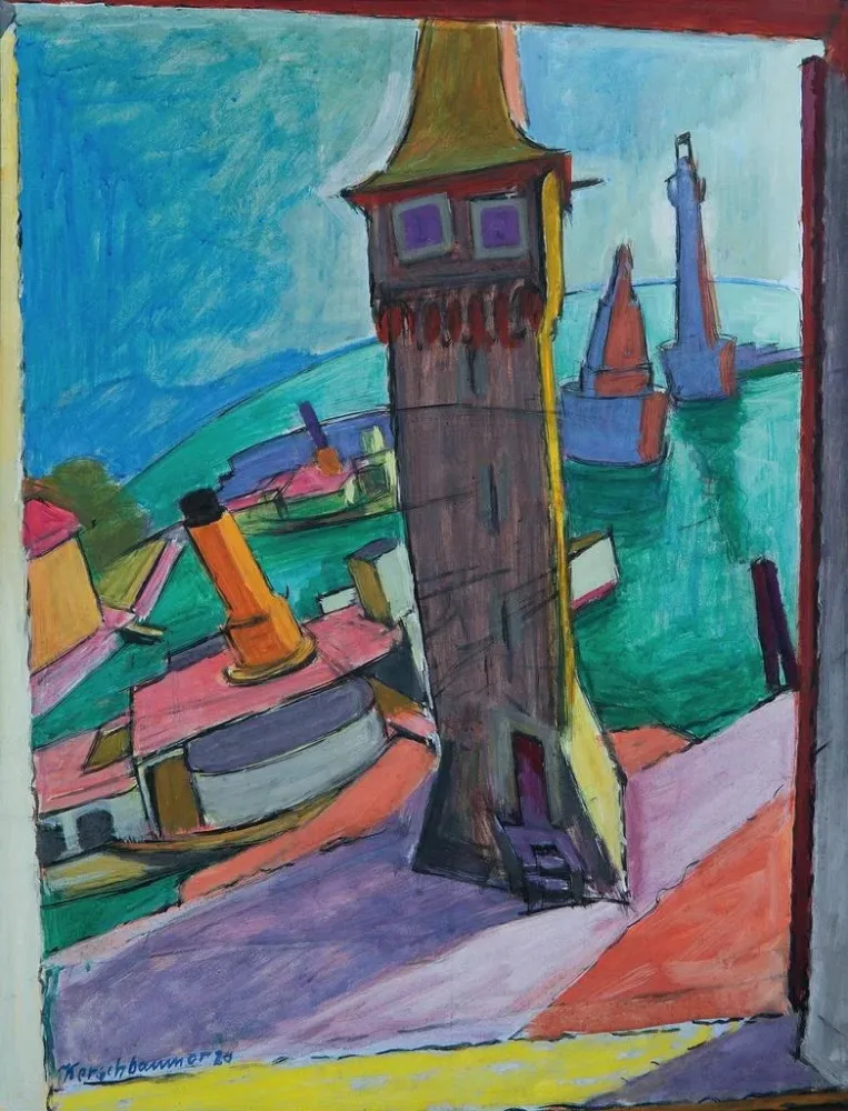 Gemälde Hafen Lindau III - Anton Kerschbaumer