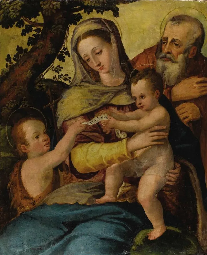 Gemälde Heilige Familie mit Johannes dem Täufer - Nach Agnolo Bronzino | Kunstdruck