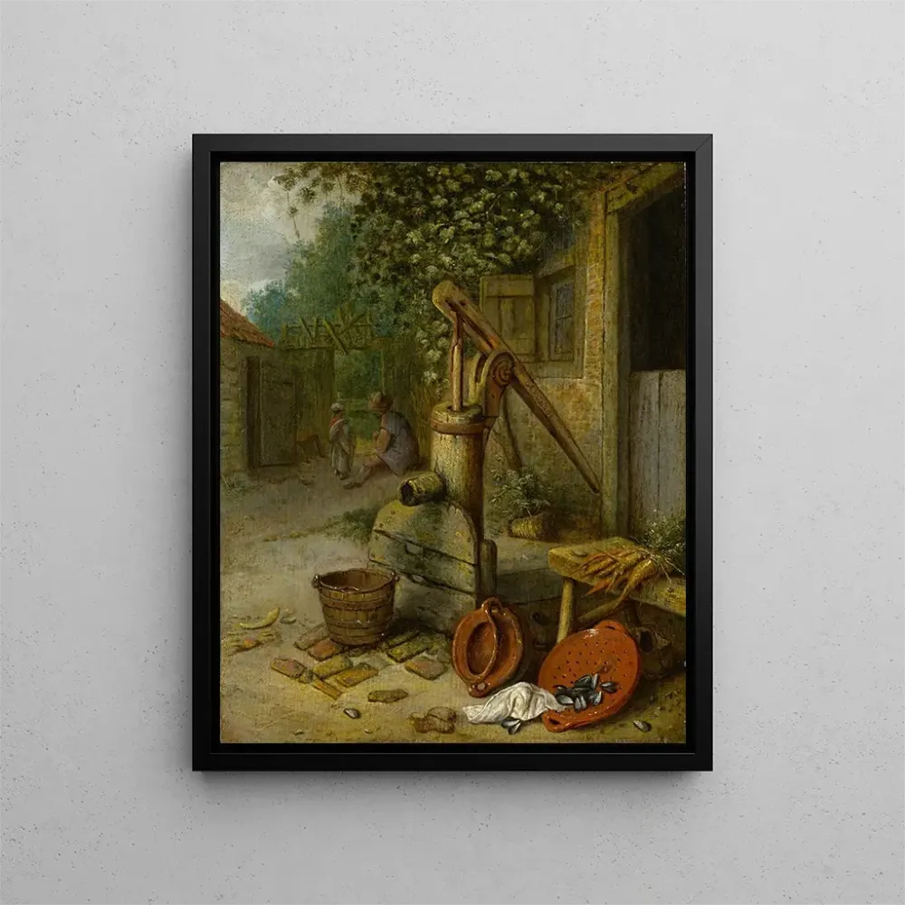 Gemälde Hof eines Bauernhofs mit Pumpbrunnen - Adriaen van Ostade | Kunstdruck