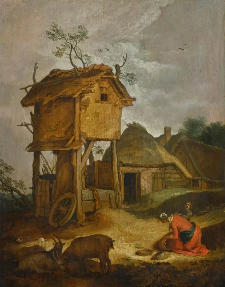 Gemälde Hof mit Taubenschlag - Abraham Bloemaert | Kunstdruck