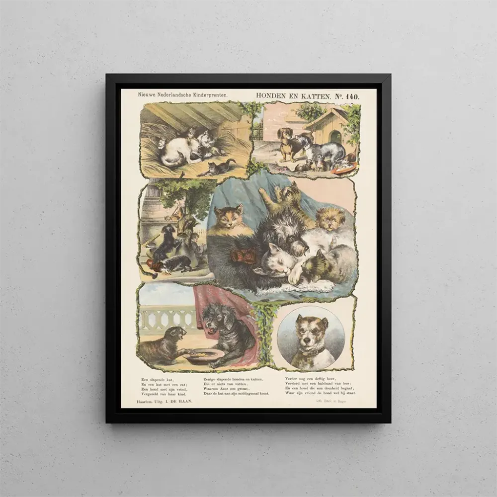 Gemälde Hunde und Katzen - Emrik Binger | Kunstdruck