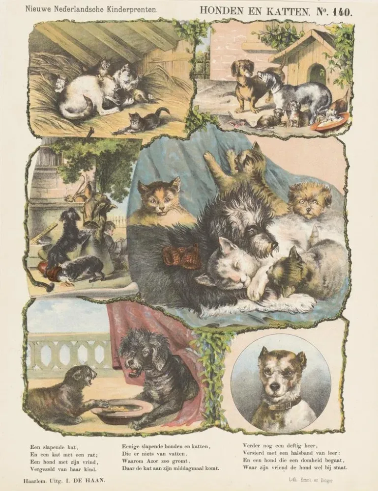 Gemälde Hunde und Katzen - Emrik Binger | Kunstdruck