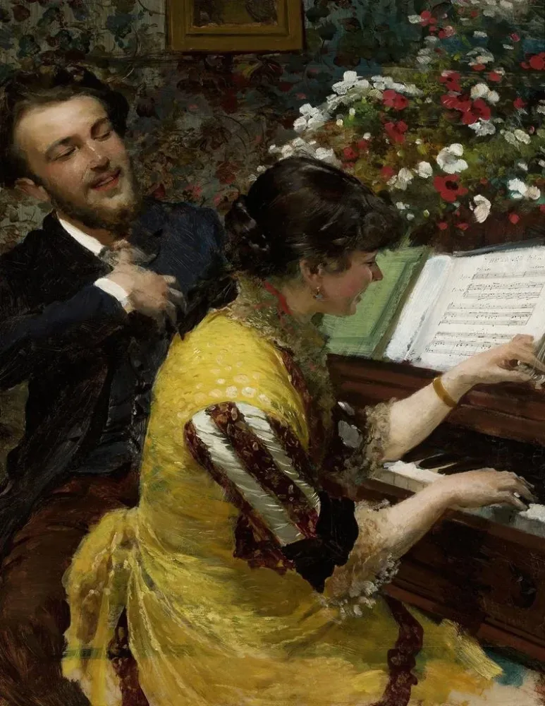 Gemälde Ich sah eine Szene der Nähe des Klaviers - Léon Wyczkowski | Kunstdruck