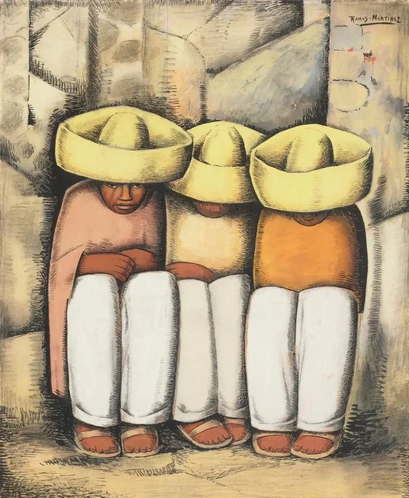 Gemälde Indigenes bei der Ruhe - Alfredo Ramos Martínez | Kunstdruck