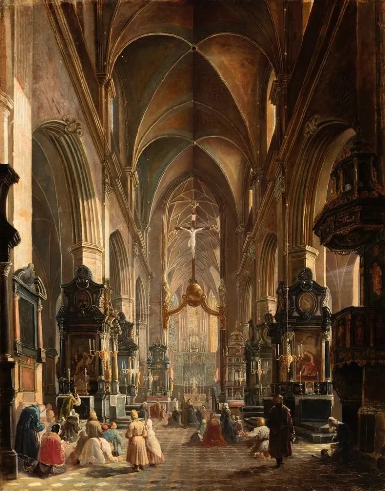 Gemälde Innenansicht der Kirche der Jungfrau Maria Krakau - Aleksander Gryglewski | Kunstdruck