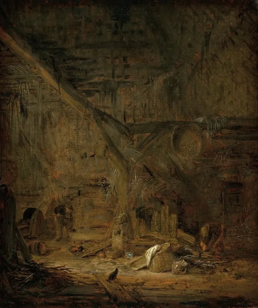 Gemälde Innenansicht einer Scheune - Adriaen van Ostade | Kunstdruck