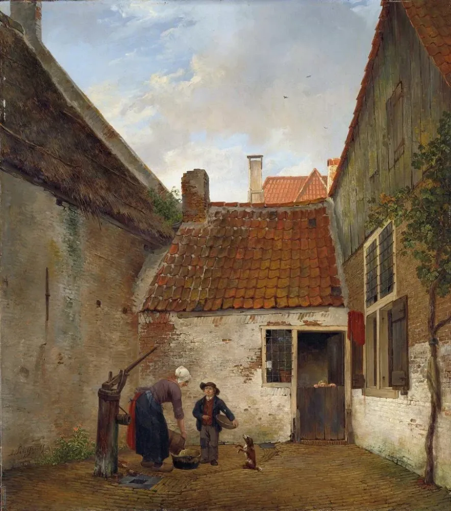 Gemälde Innenhof - Andreas Schelfhout