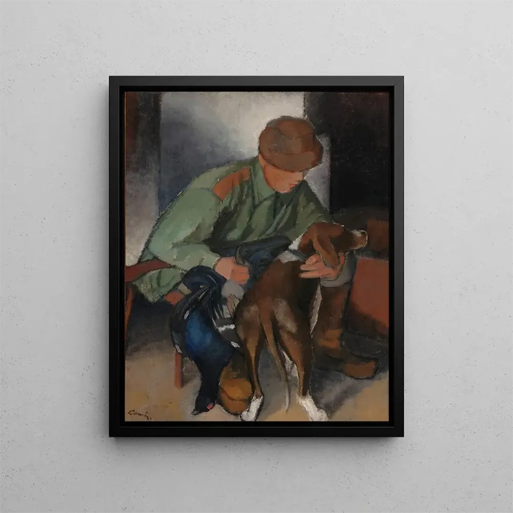 Gemälde Jäger mit seinem Hund - Alvar Cawén | Kunstdruck