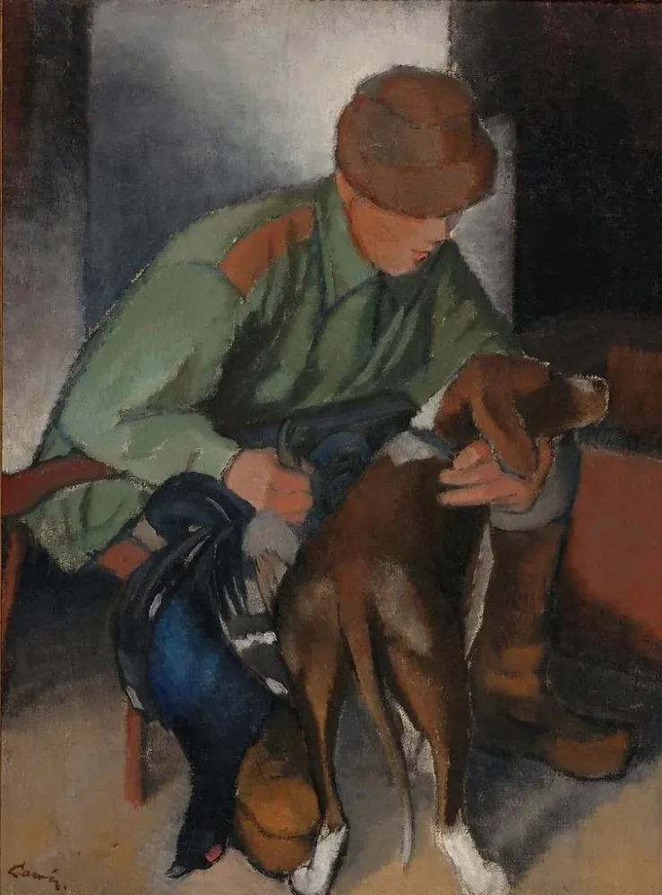 Gemälde Jäger mit seinem Hund - Alvar Cawén | Kunstdruck