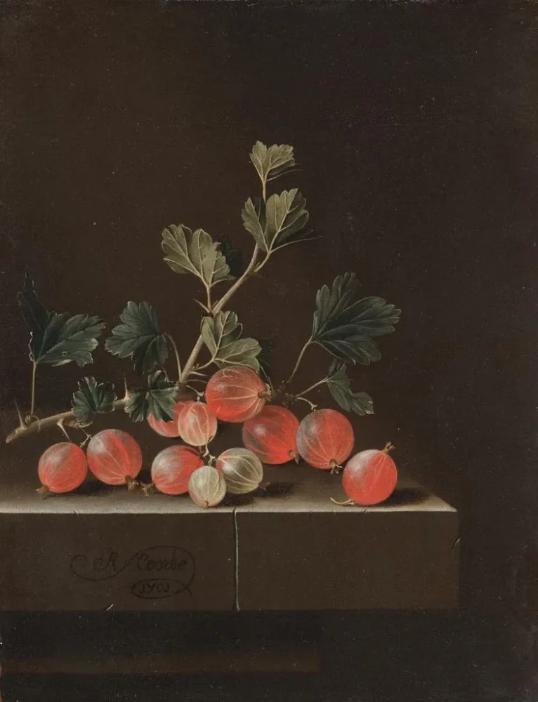 Gemälde Johannisbeeren auf einem Tisch - Adriaen Coorte | Kunstdruck