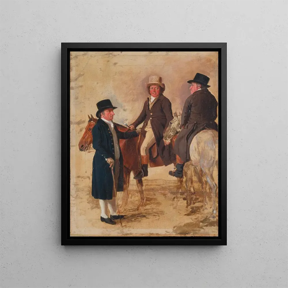 Gemälde John Hilton, Schiedsrichter des Parcours Newmarket, John Fuller, Leiter des Parcours und John Stevens - Benjamin M...