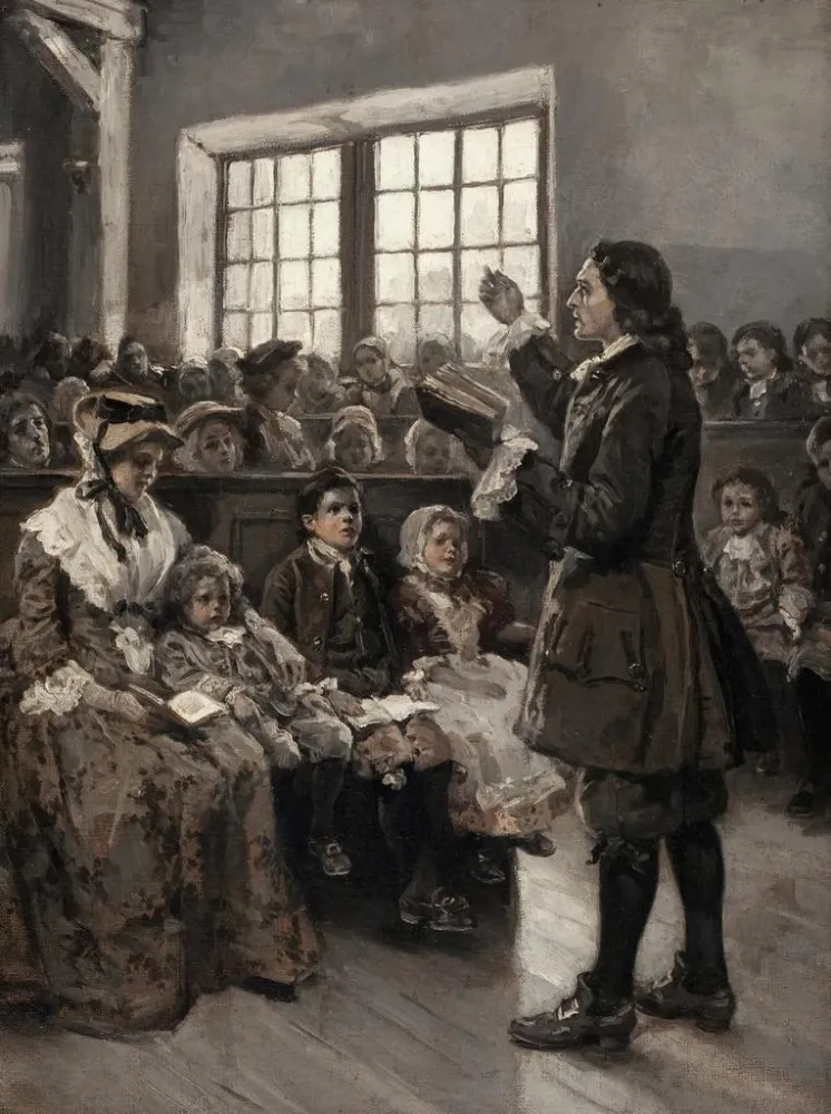 Gemälde John Wesley lehrend seiner Sonntagschule - Alice Barber Stephens | Kunstdruck