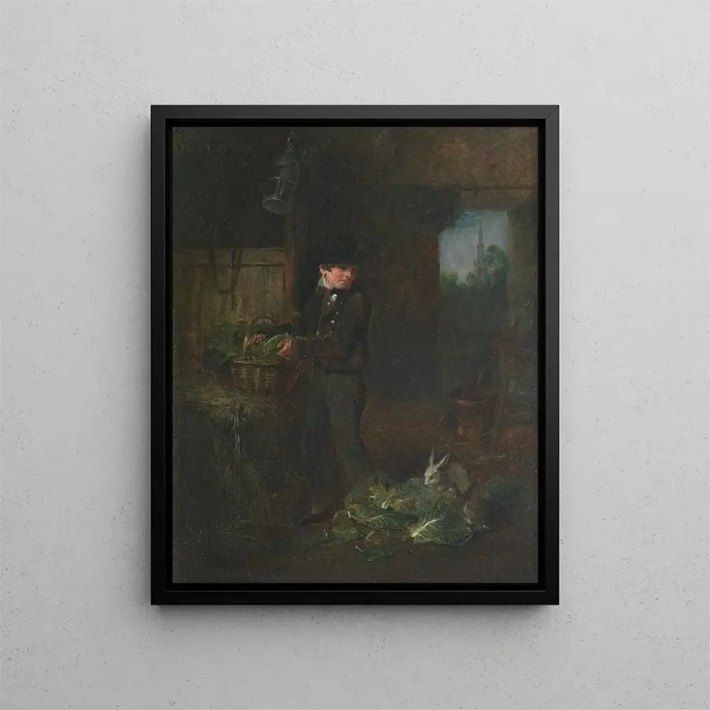 Gemälde Junge, der Kaninchen füttert - Alexander George Fraser | Kunstdruck