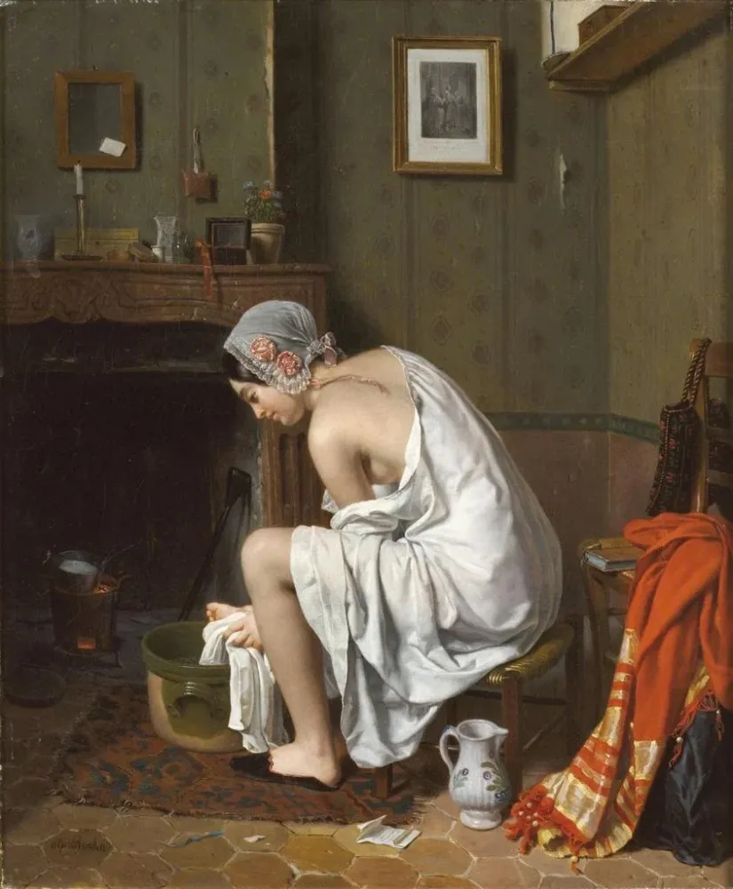 Gemälde Junge Frau bei ihrer Toilette - Jean - Alphonse Roehn | Kunstdruck