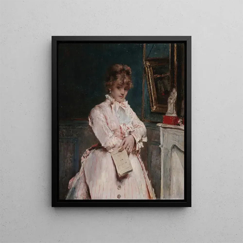 Gemälde Junge Frau, die ein Buch hält - Alfred Stevens | Kunstdruck