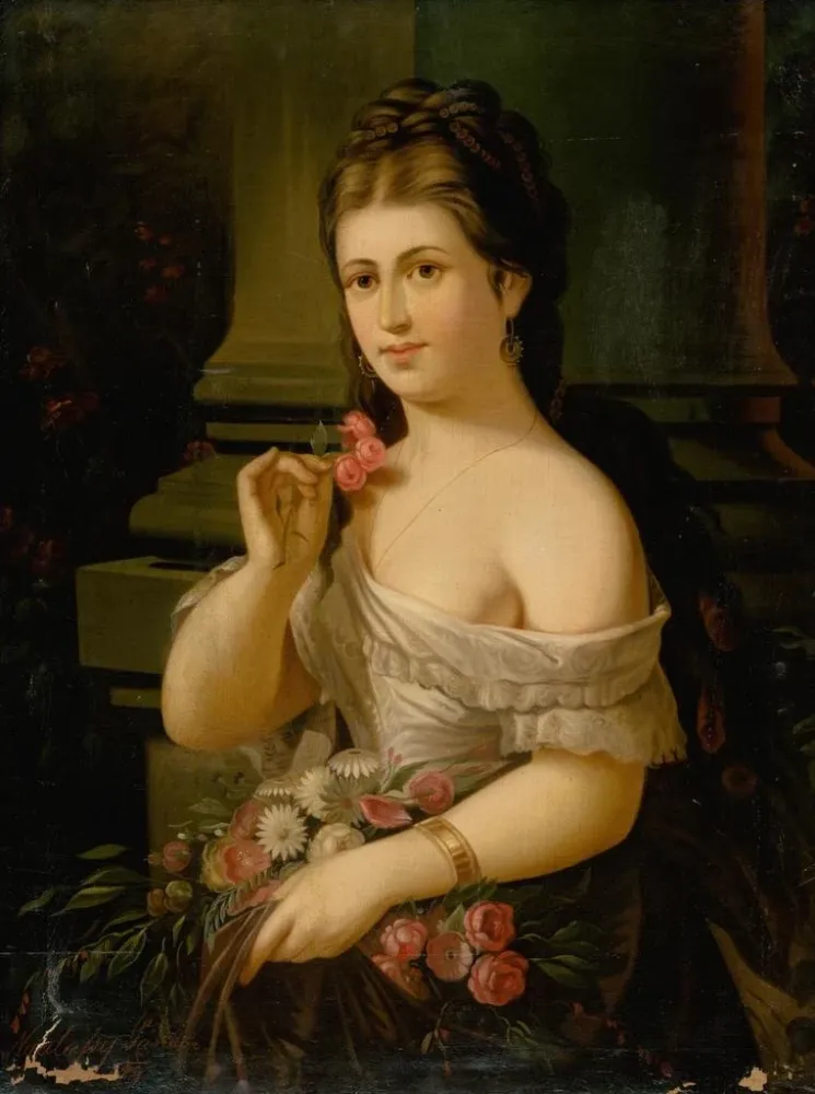 Gemälde Junge Frau mit Blumenstrauß - Alexander Nyulassy | Kunstdruck