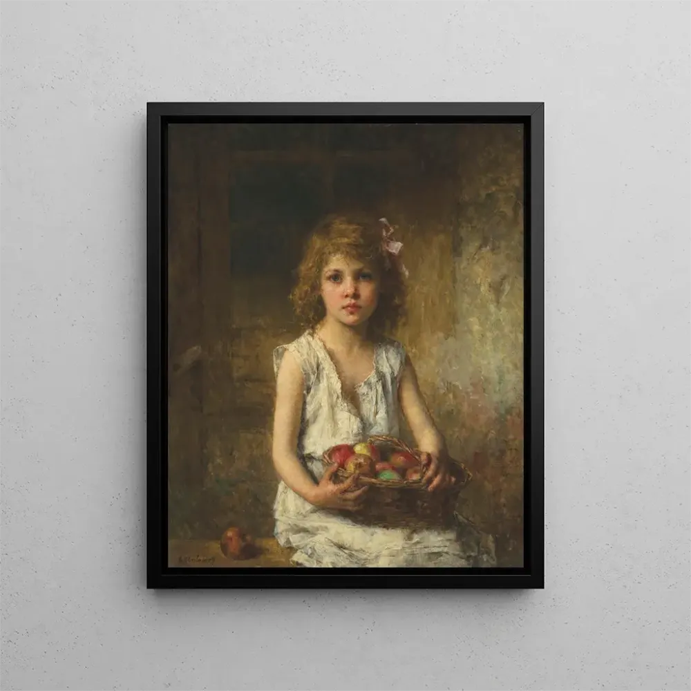 Gemälde Junge Frau mit einem Korb voller Äpfel - Alexei Harlamov | Kunstdruck