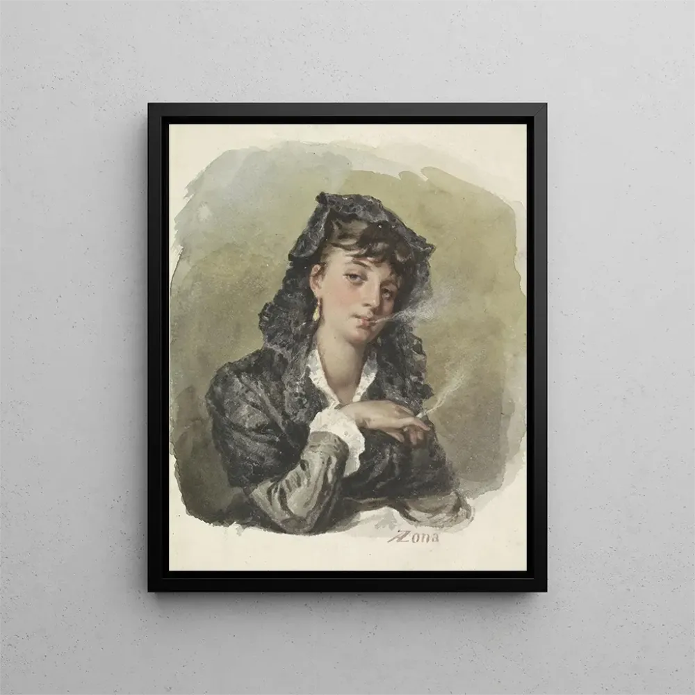Gemälde Junge Frau mit einer Zigarette - Antonio Zona | Kunstdruck