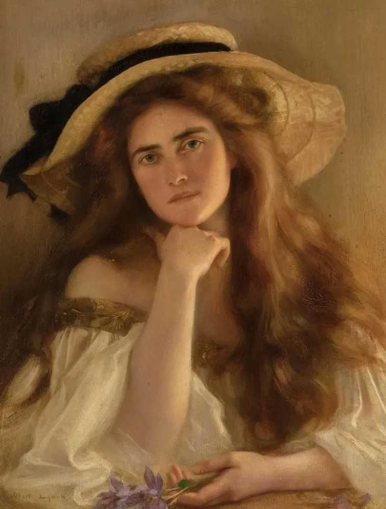 Gemälde Junge Frau mit großem Hut - Albert Lynch | Kunstdruck