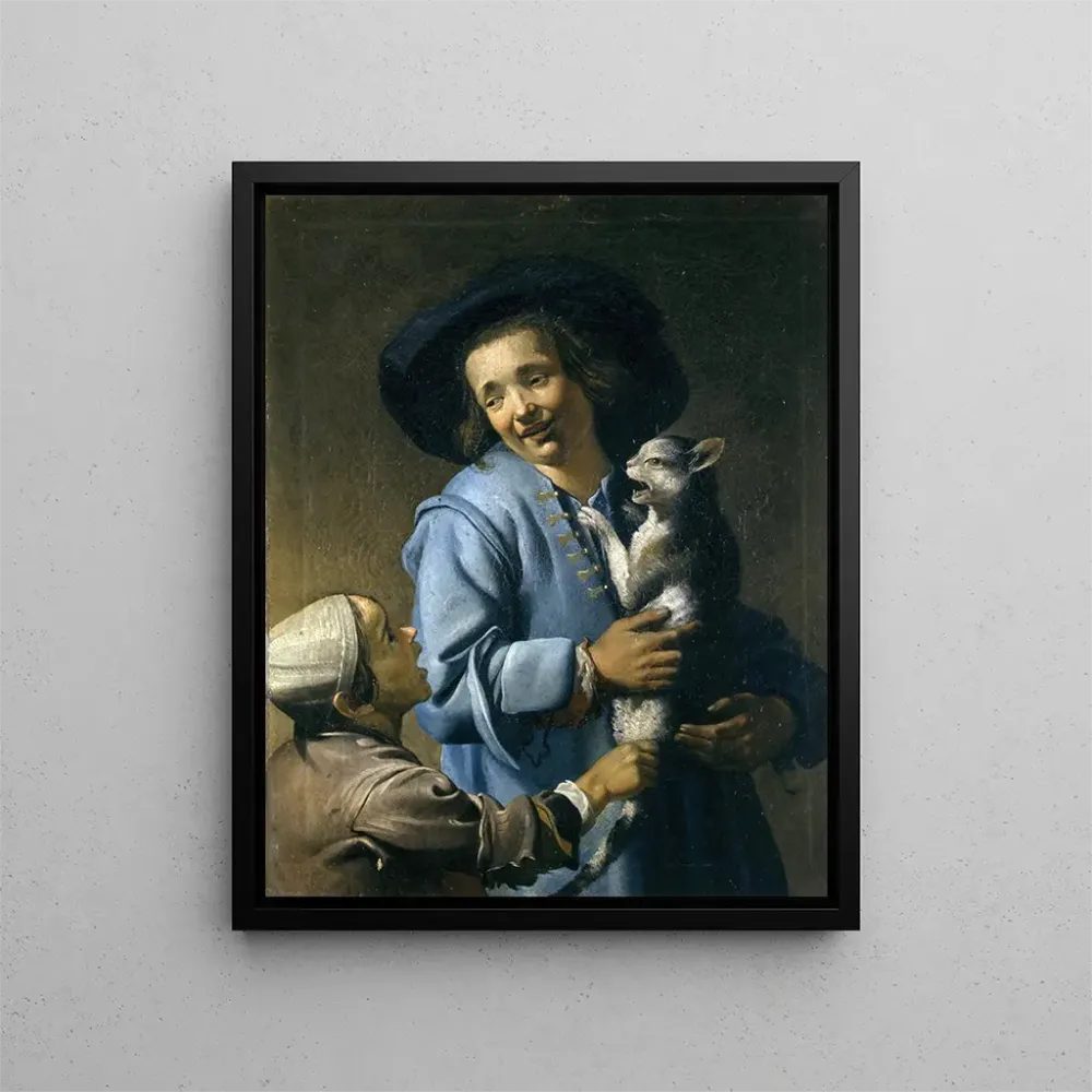 Gemälde Junge spielen mit der Katze - Abraham Bloemaert | Kunstdruck