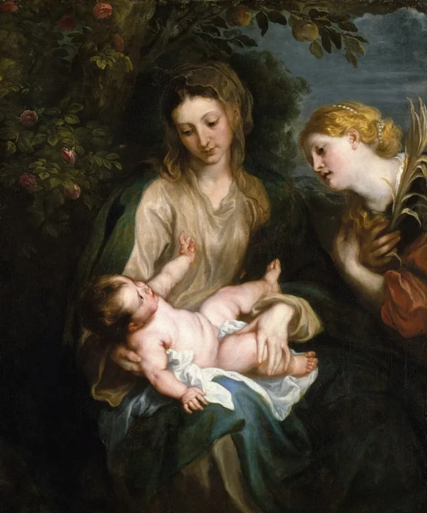 Gemälde Jungfrau mit Kind mit Heilige Katharina von Alexandrien - Antoine van Dyck | Kunstdruck