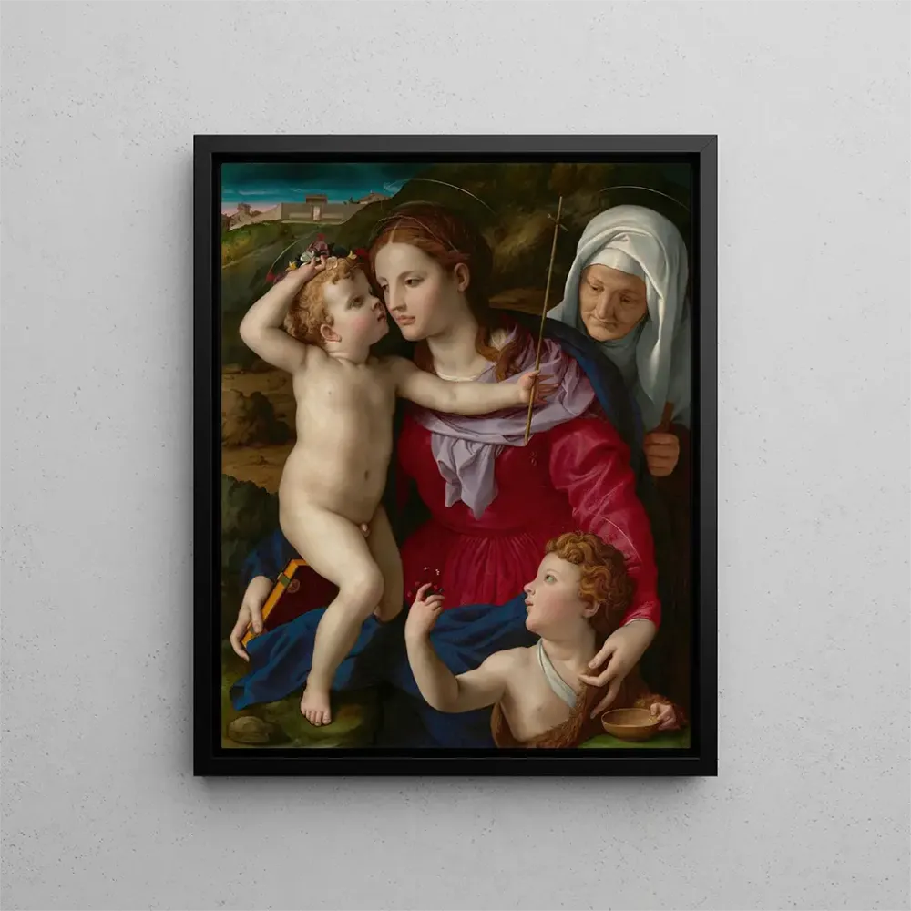 Gemälde Jungfrau mit Kind mit heilige Elisabeth und heiliger Johannes der Täufer - Agnolo Bronzino | Kunstdruck