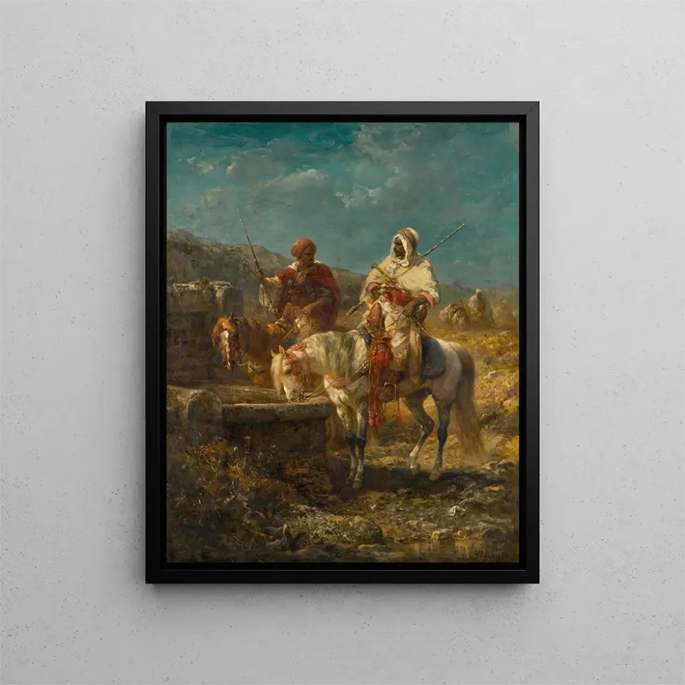 Gemälde Kavaliere am Brunnen - Adolf Schreyer | Kunstdruck