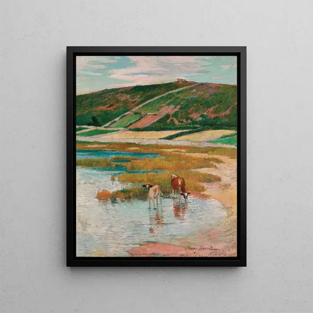 Gemälde Kühe am Wassertränke - Henry Moret | Kunstdruck