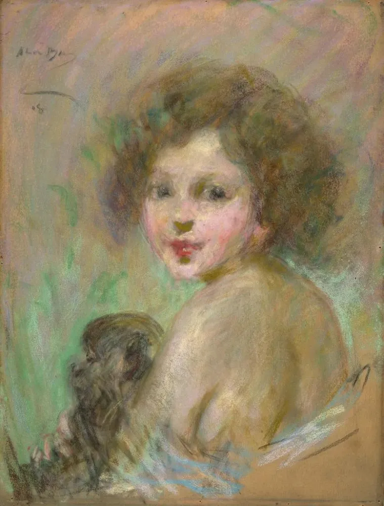 Gemälde Kind mit Affe - Alice Pike Barney | Kunstdruck