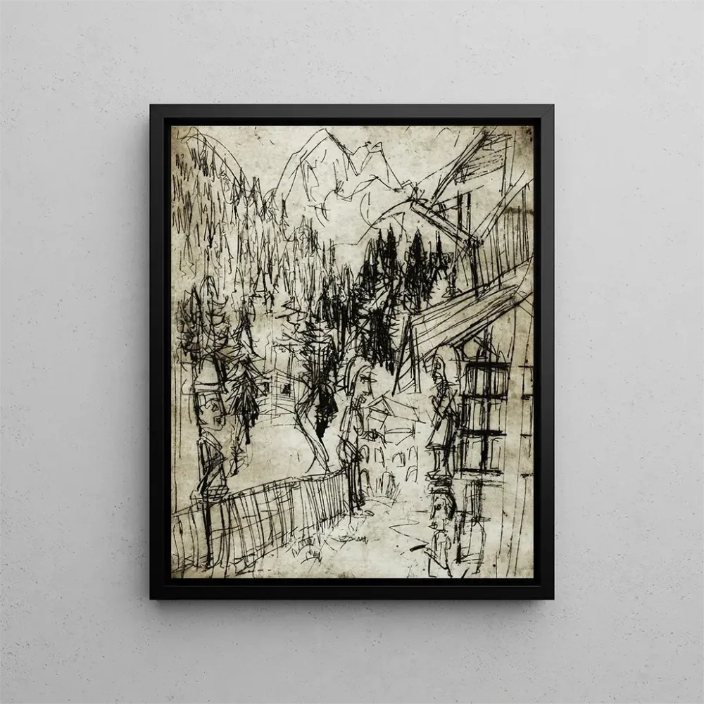 Gemälde Kirchnerhaus sur le Wildboden avec vue sur le Sertig - Albert Müller | Kunstdruck
