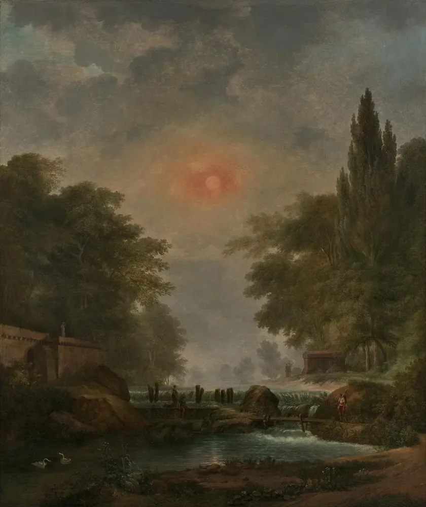 Gemälde Klassische Landschaft mit Wasserfall - Pierre - Henri de Valenciennes | Kunstdruck