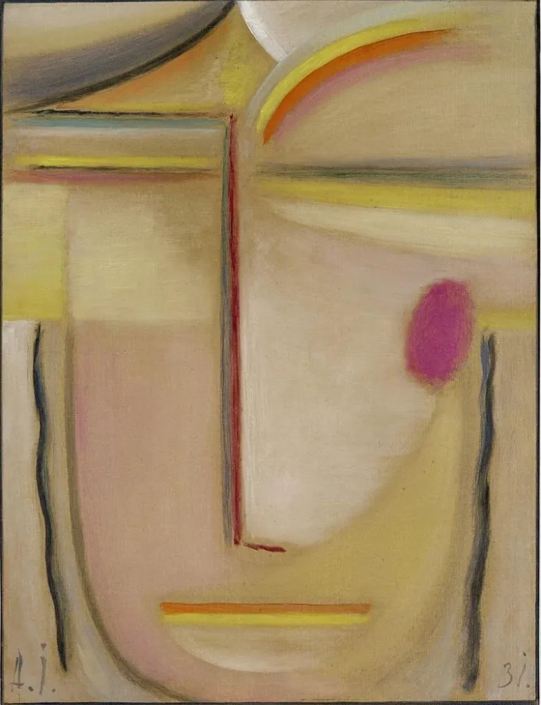 Gemälde Kopf abstrakt Gold und Rosa - Alexej von Jawlensky | Kunstdruck