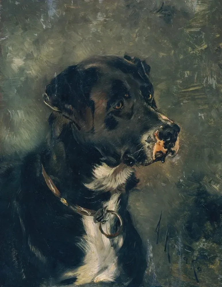 Gemälde Kopf eines Metzgerhundes Kopf eines Hundes - Anton Romako | Kunstdruck
