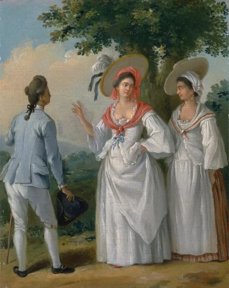 Gemälde Kreolische Antillen freie eleganter Kleidung - Agostino Brunias