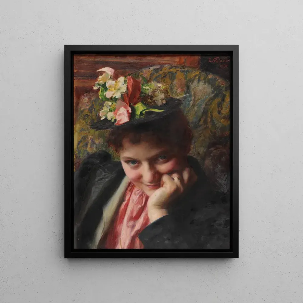 Gemälde Kunstdruck Le chapeau de fleurs – Émile Friant | Kunstdruck
