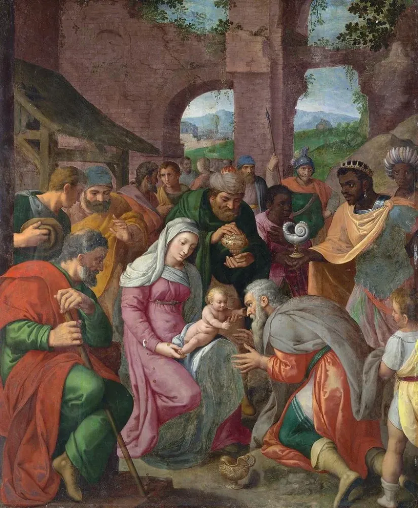 Gemälde L'Adoration des Mages - École d'Anvers | Kunstdruck