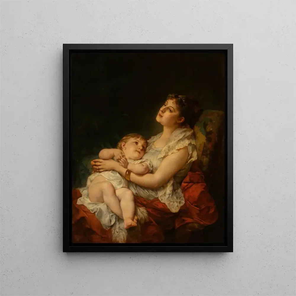 Gemälde L'amour d'une mère - Adolphe Jourdan | Kunstdruck