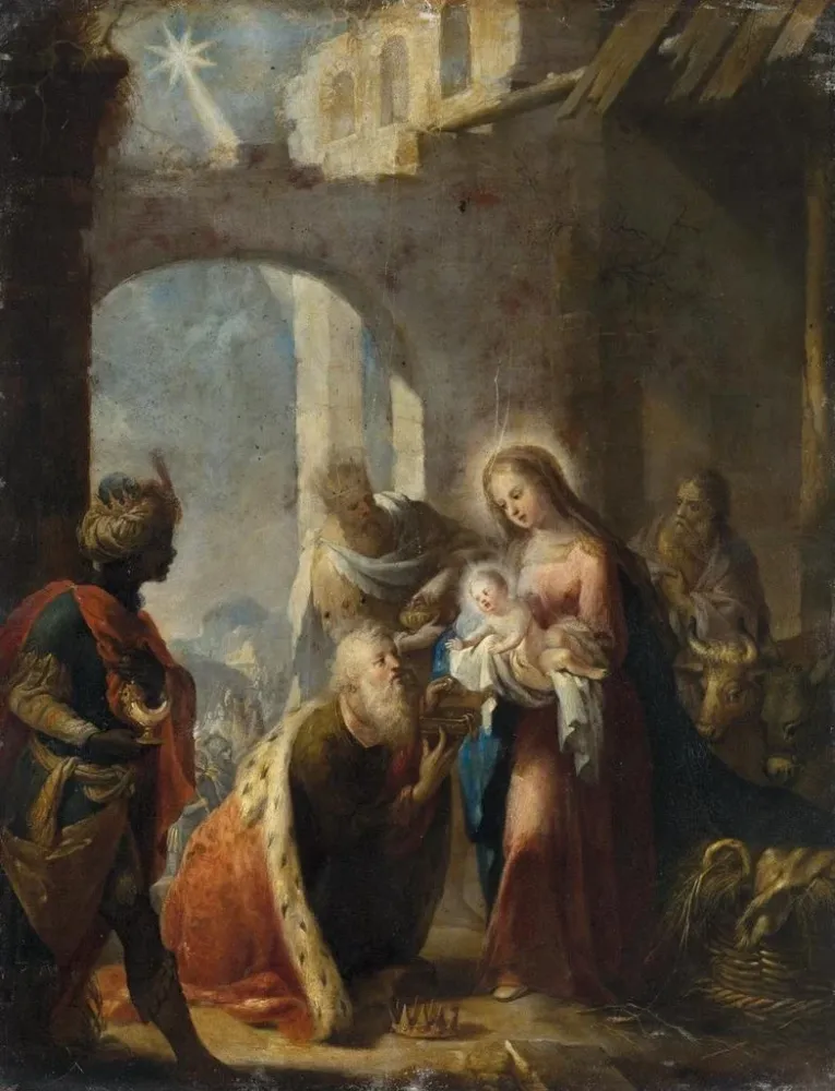 Gemälde L'Anbetung der Könige - Österreichische Schule | Kunstdruck