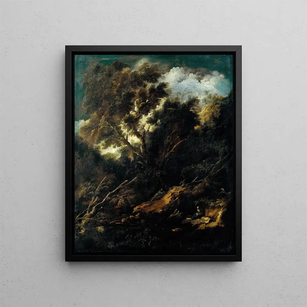 Gemälde Landschaft mit einem Franziskanermönch, der liest und betet - Antonio Francesco Peruzzini | Kunstdruck