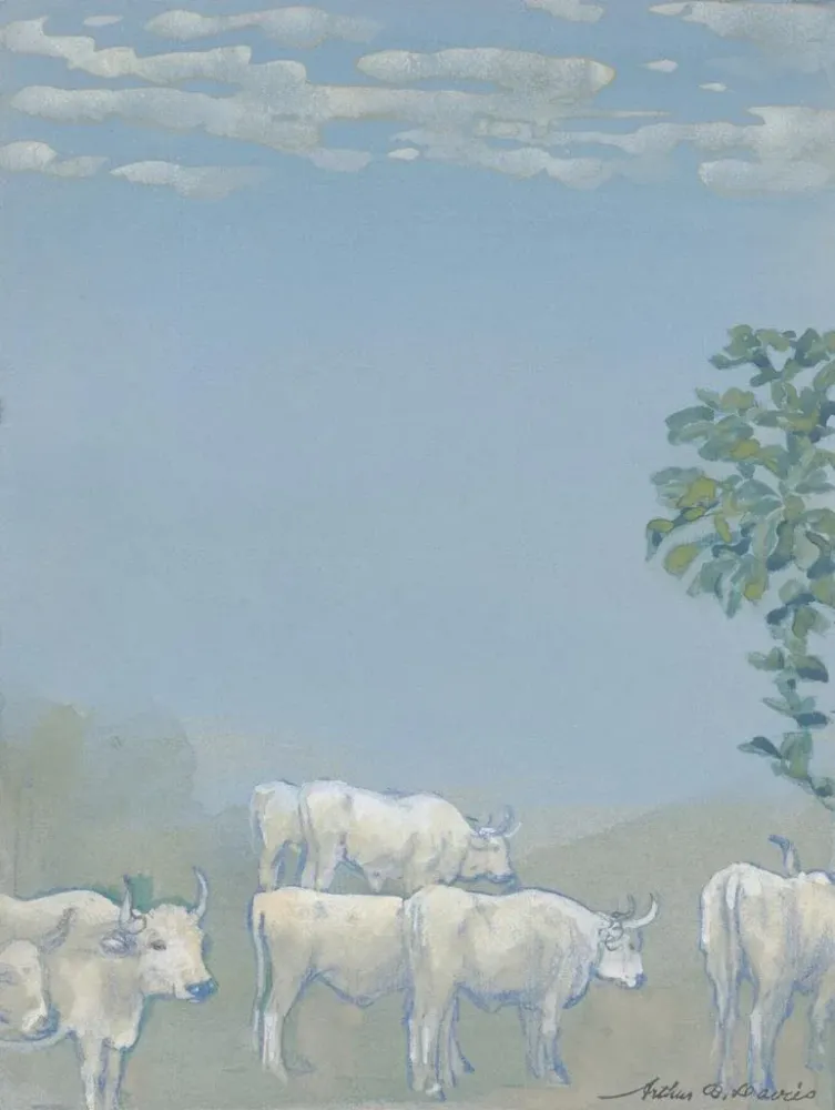 Gemälde Landschaft mit Kühen - Arthur Bowen Davies | Kunstdruck