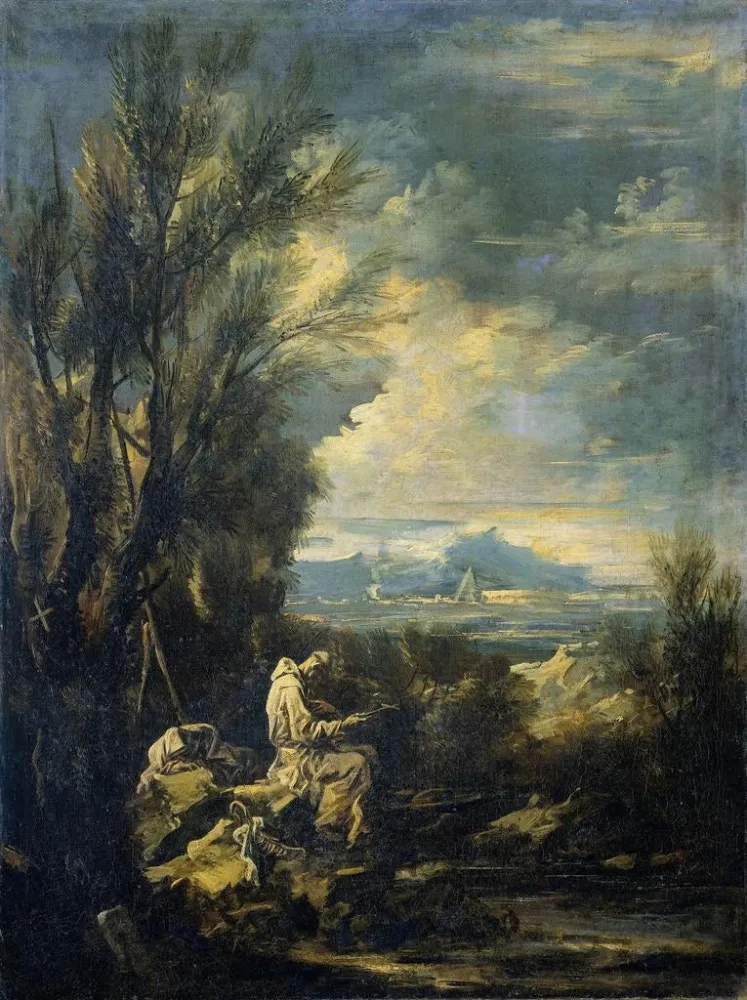 Gemälde Landschaft mit Sankt Bruno - Alessandro Magnasco | Kunstdruck
