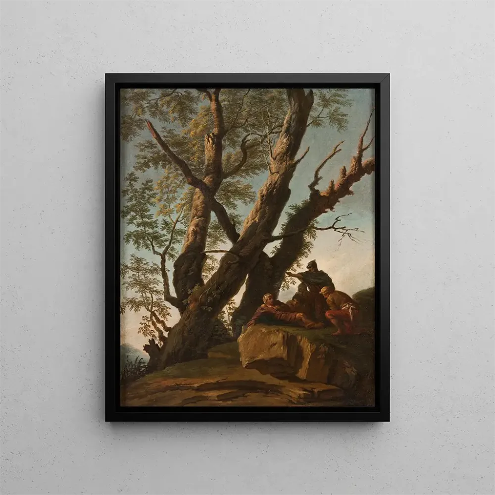 Gemälde Landschaft mit Soldaten und Bauern - Andrea Locatelli | Kunstdruck