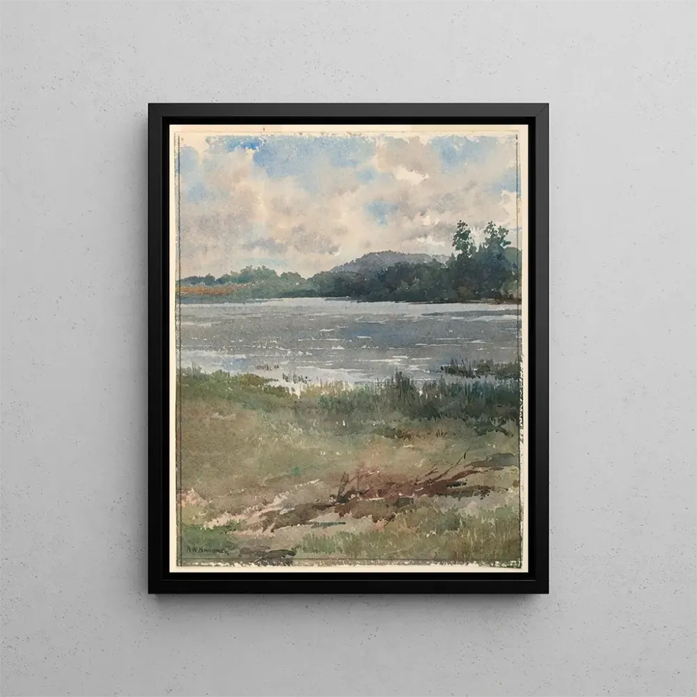 Gemälde Landschaft am Seeufer - Arnold William Brunner | Kunstdruck