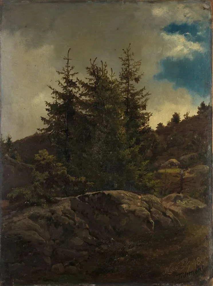 Gemälde Landschaft von Nes Hallingdal - Adolph Tidemand
