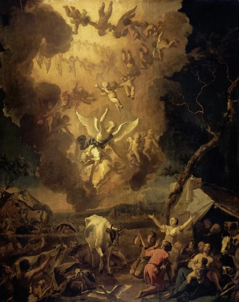 Gemälde L'Annonciation aux bergers - Abraham Hondius | Kunstdruck