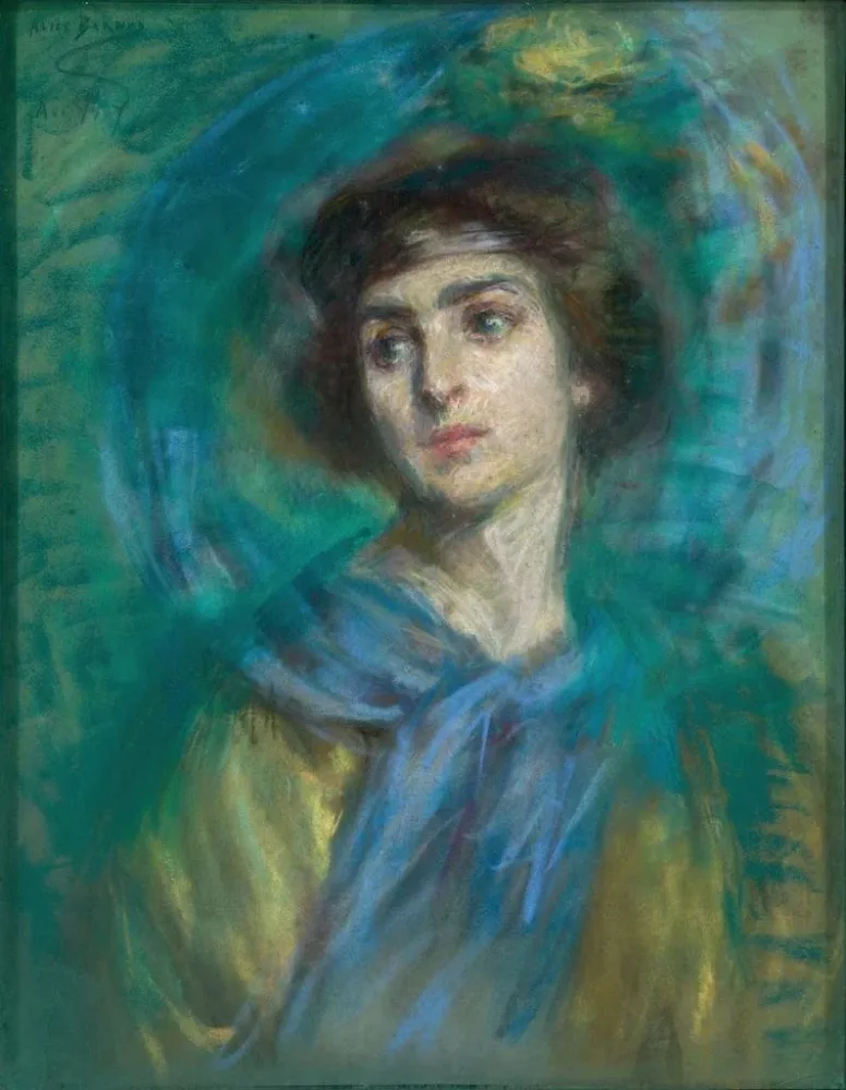 Gemälde L'écharpe bleue - Alice Pike Barney | Kunstdruck