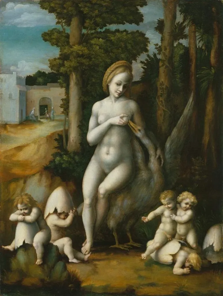 Gemälde Léda und der Schwan - Bacchiacca | Kunstdruck