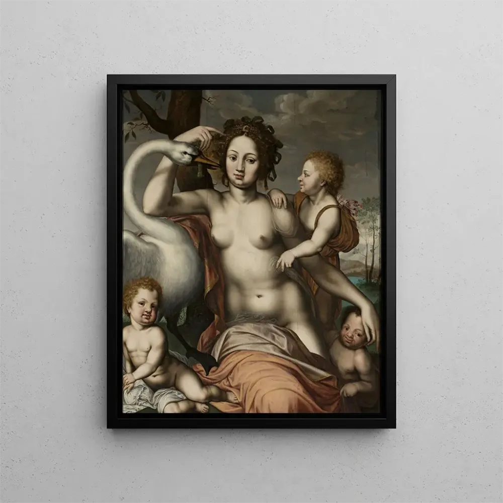 Gemälde Léda und der Schwan - Nach Vincent Sellaer | Kunstdruck
