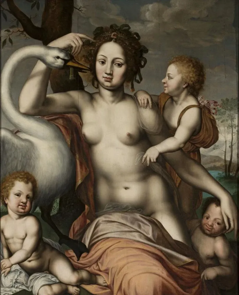 Gemälde Léda und der Schwan - Nach Vincent Sellaer | Kunstdruck