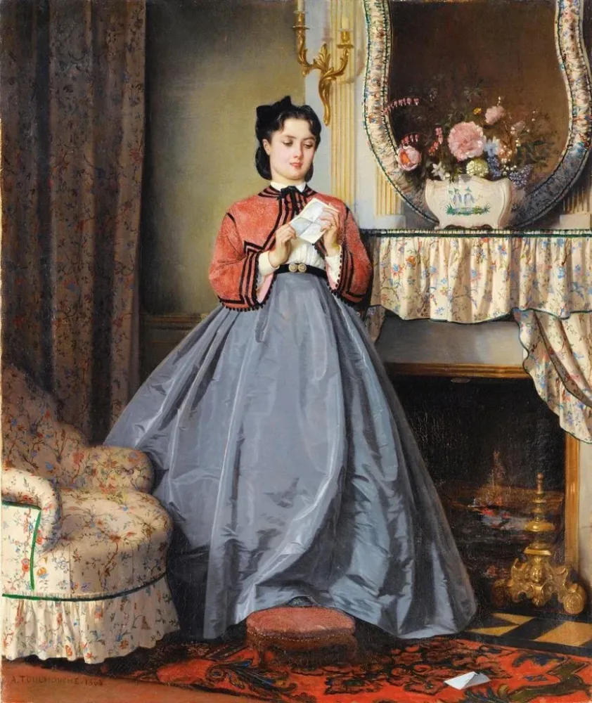 Gemälde La Lettre d'amour - Auguste Toulmouche | Kunstdruck